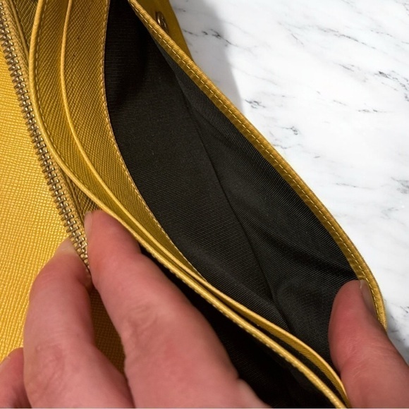 PRADA Authentic Giallo Tessuto Nylon Wallet on detachable Gold White Rope Chain - Picture 12 of 17